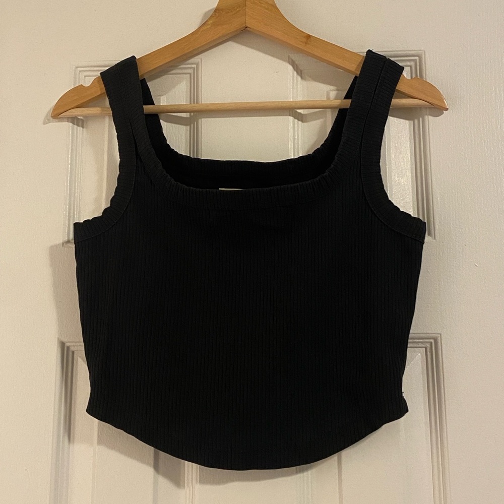 madewell Black Ribbed Women's Cropped Tank Top